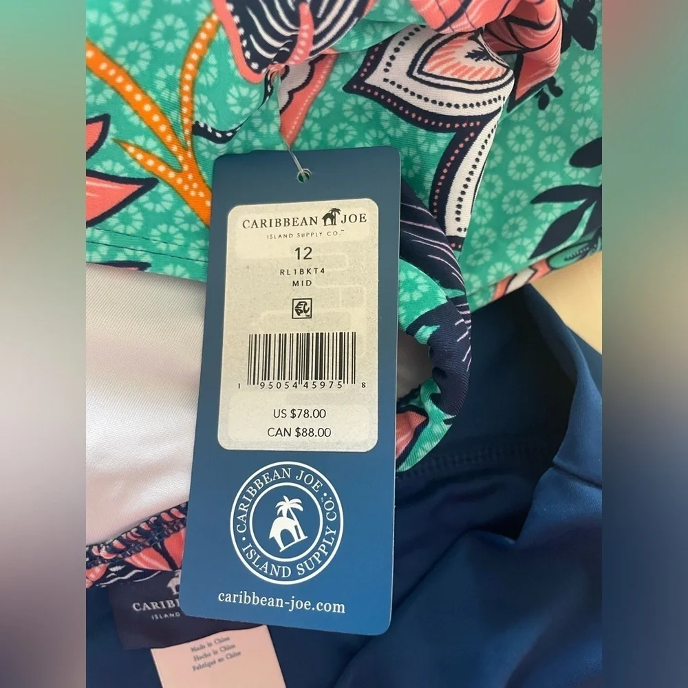 Caribbean Joe Green Floral Tankini Set